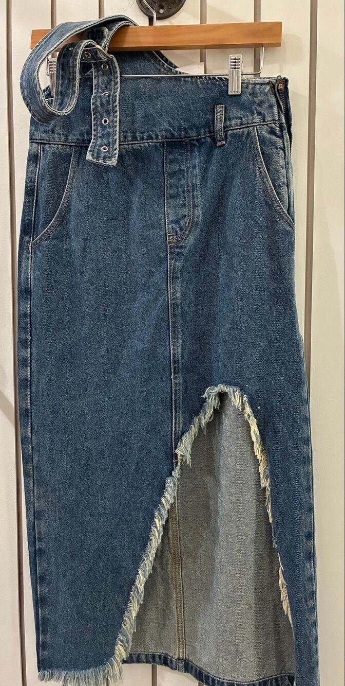 Urban Revivo Asymmetrical Frayed One Shoulder Denim Skirt Size 2